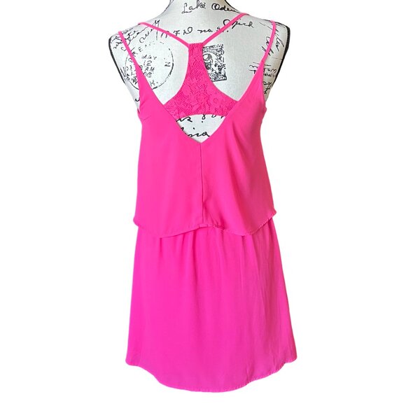 Gianni Bini GB Hot Pink Strappy Back Sleeveless Tiered Dress Size XS - Picture 3 of 5